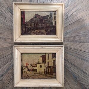 Vintage Set Of 2 Maurice Utrillo Streets Of Paris Framed Art 9.5”x8.5”